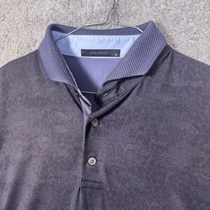 Greyson Polo Shirt Mens M Geometric All Over Print Pique Collar Camo Leopard